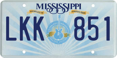 MS license plate LKK851