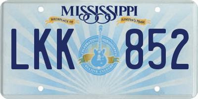 MS license plate LKK852