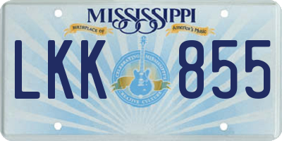 MS license plate LKK855
