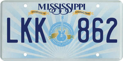 MS license plate LKK862