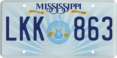 MS license plate LKK863