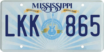MS license plate LKK865