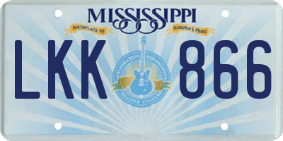 MS license plate LKK866