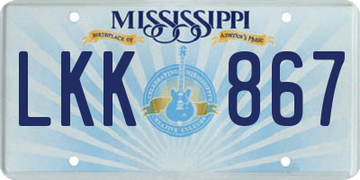 MS license plate LKK867