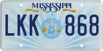MS license plate LKK868