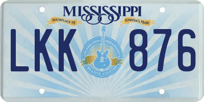 MS license plate LKK876