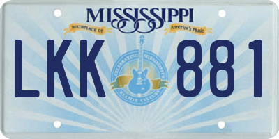 MS license plate LKK881