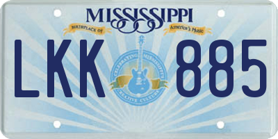 MS license plate LKK885