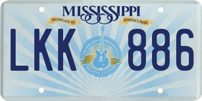 MS license plate LKK886