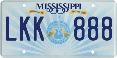 MS license plate LKK888