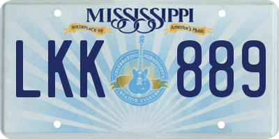MS license plate LKK889