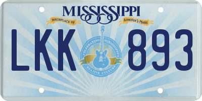 MS license plate LKK893