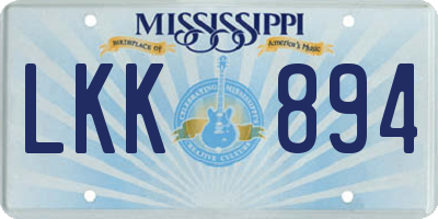 MS license plate LKK894