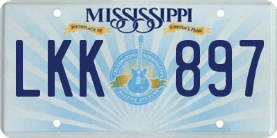 MS license plate LKK897