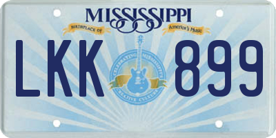 MS license plate LKK899