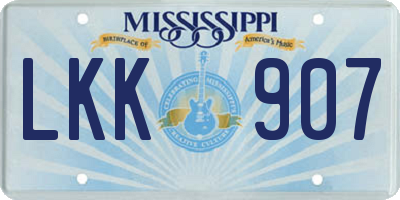 MS license plate LKK907