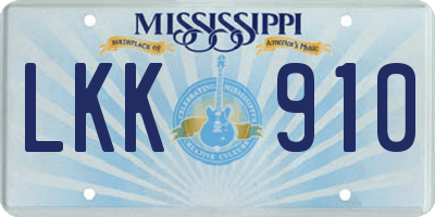 MS license plate LKK910