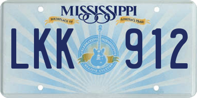 MS license plate LKK912