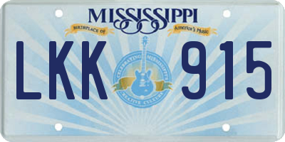 MS license plate LKK915