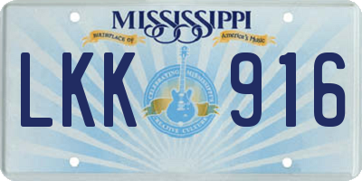 MS license plate LKK916
