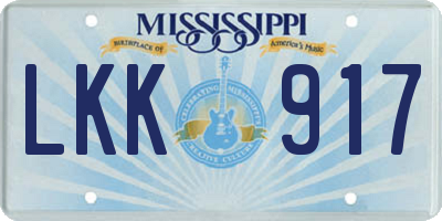 MS license plate LKK917