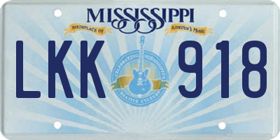 MS license plate LKK918