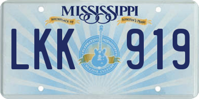 MS license plate LKK919