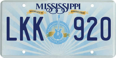 MS license plate LKK920