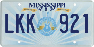 MS license plate LKK921