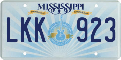 MS license plate LKK923