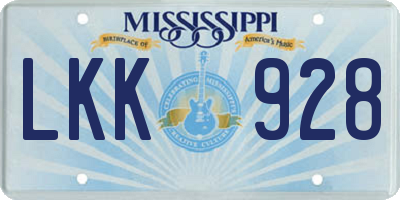 MS license plate LKK928