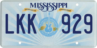 MS license plate LKK929