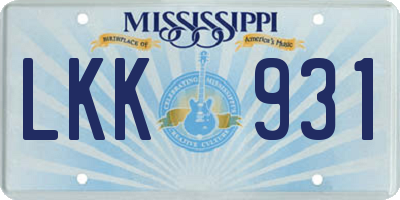 MS license plate LKK931
