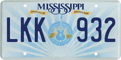 MS license plate LKK932