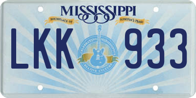 MS license plate LKK933