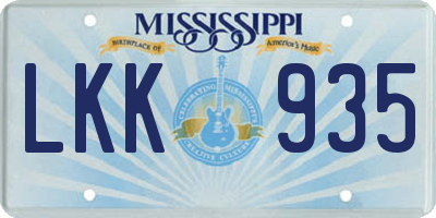 MS license plate LKK935