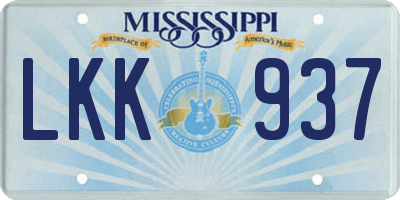 MS license plate LKK937