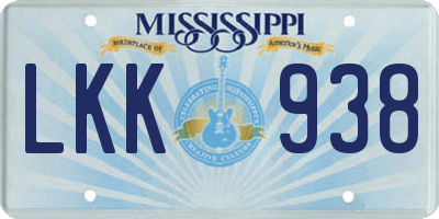 MS license plate LKK938
