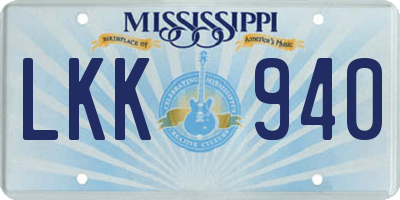 MS license plate LKK940