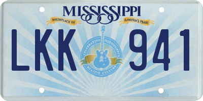 MS license plate LKK941