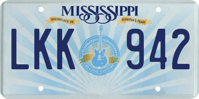 MS license plate LKK942