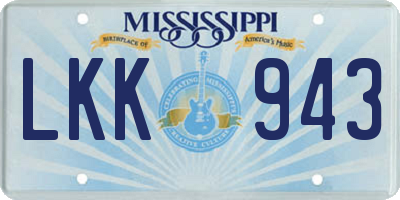 MS license plate LKK943