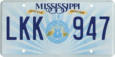 MS license plate LKK947