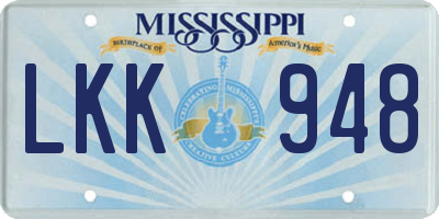 MS license plate LKK948