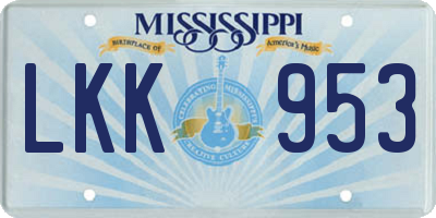 MS license plate LKK953