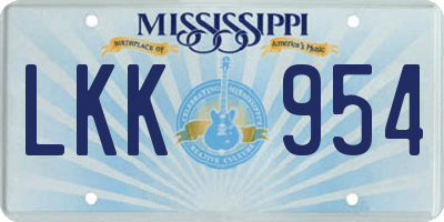 MS license plate LKK954