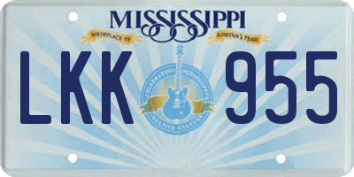 MS license plate LKK955