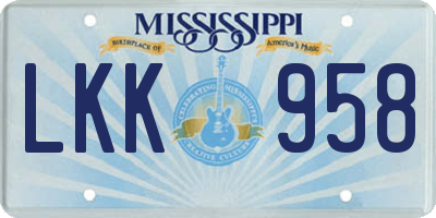 MS license plate LKK958