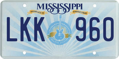 MS license plate LKK960