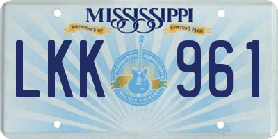 MS license plate LKK961